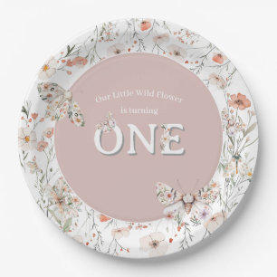 Boho Wildflower Floral Baby Birthday Paper Plate