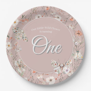 Boho Wildflower Floral Baby Birthday Paper Plate