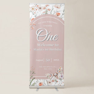 Boho Wildflower Floral Baby Birthday Retractable Banner
