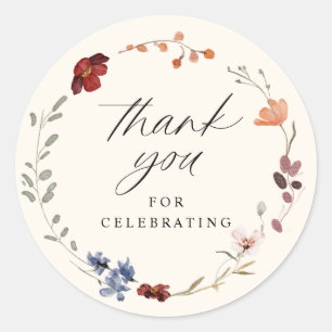 Boho Wildflower Floral Baby Shower Classic Round Sticker