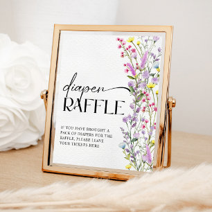 Boho Wildflower Floral Baby Shower Diaper Raffle Poster
