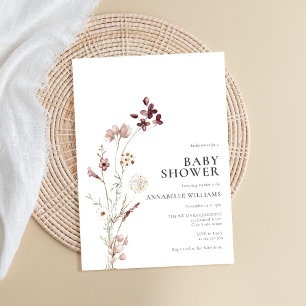 Boho Wildflower Floral Baby Shower Invitation