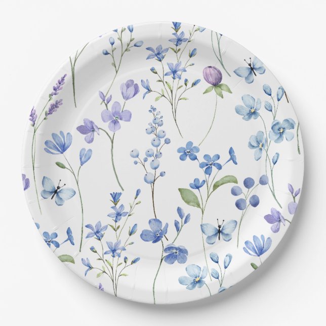 Boho wildflower Floral Baby Shower Paper Plates (Front)