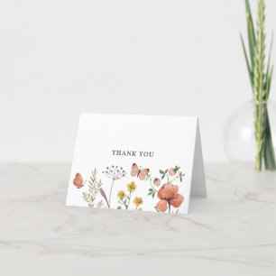 Boho Wildflower Floral Birthday Thank You Card