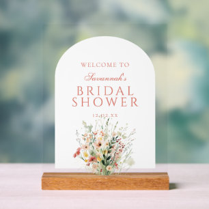 Boho Wildflower Floral Bridal Shower Welcome Acrylic Sign