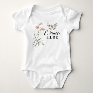 Boho Wildflower Floral Butterfly Baby Bodysuit