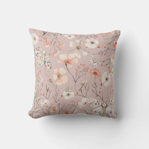 Boho Wildflower Floral Butterfly Cushion