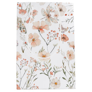 Boho Wildflower Floral Butterfly Medium Gift Bag