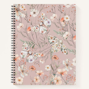 Boho Wildflower Floral Butterfly Notebook