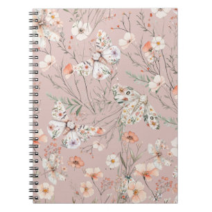 Boho Wildflower Floral Butterfly Notebook