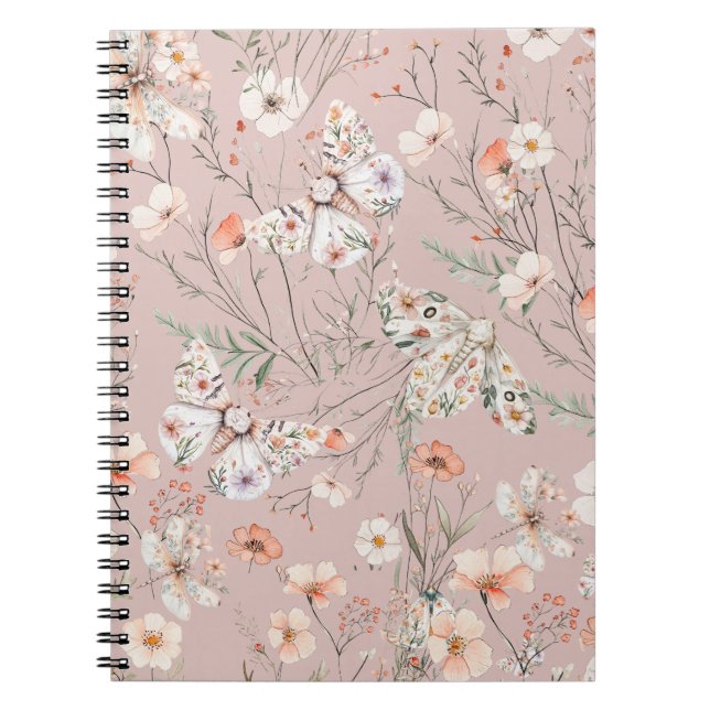 Boho Wildflower Floral Butterfly Notebook (Front)
