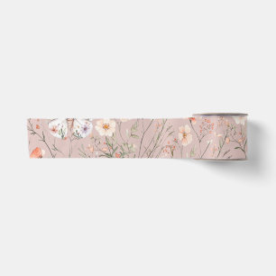 Boho Wildflower Floral Butterfly Satin Ribbon