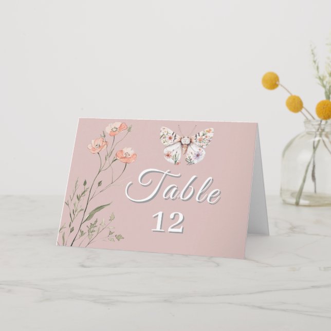 Boho Wildflower Floral Butterfly Thank You Card (Front)