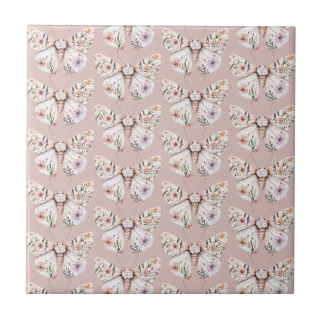 Boho Wildflower Floral Butterfly Tile (Front)
