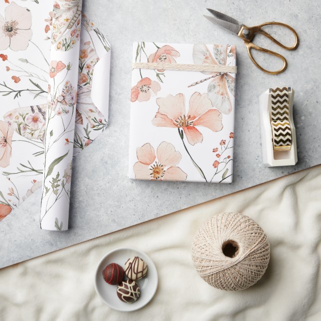 Boho Wildflower Floral Butterfly Wrapping Paper (Crafts)