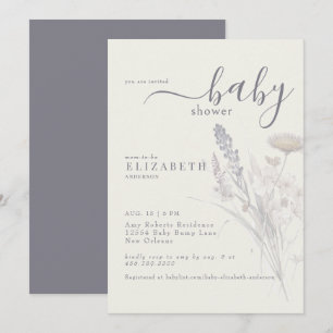 Boho Wildflower Floral Cream Baby Shower Invitation