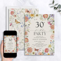 Boho Wildflower Floral Frame 30th Birthday
