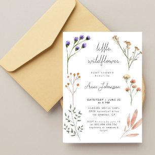 Boho Wildflower Floral Frame Baby Shower Invitation