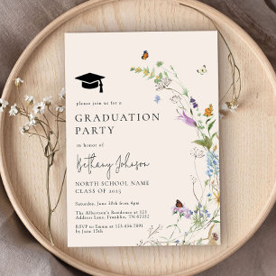 Boho Wildflower Floral Graduation Party Invitation