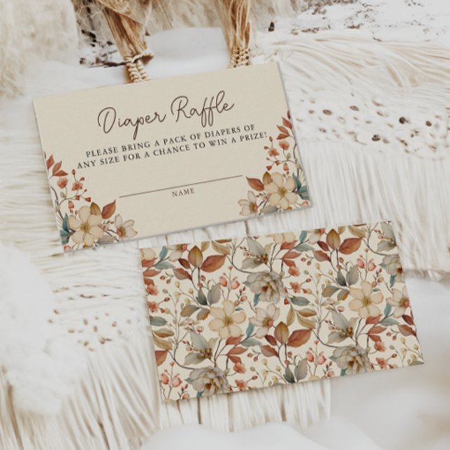 Boho Wildflower Floral Ivory Diaper Raffle  Enclosure Card (Creator Uploaded)