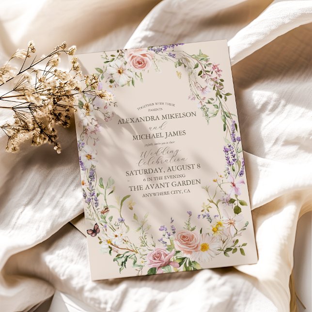 Boho Wildflower Floral Wedding Invitation (Creator Uploaded)