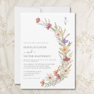 Boho Wildflower Floral Wedding Invitation