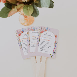 Boho Wildflower |  Floral Wedding Program Hand Fan