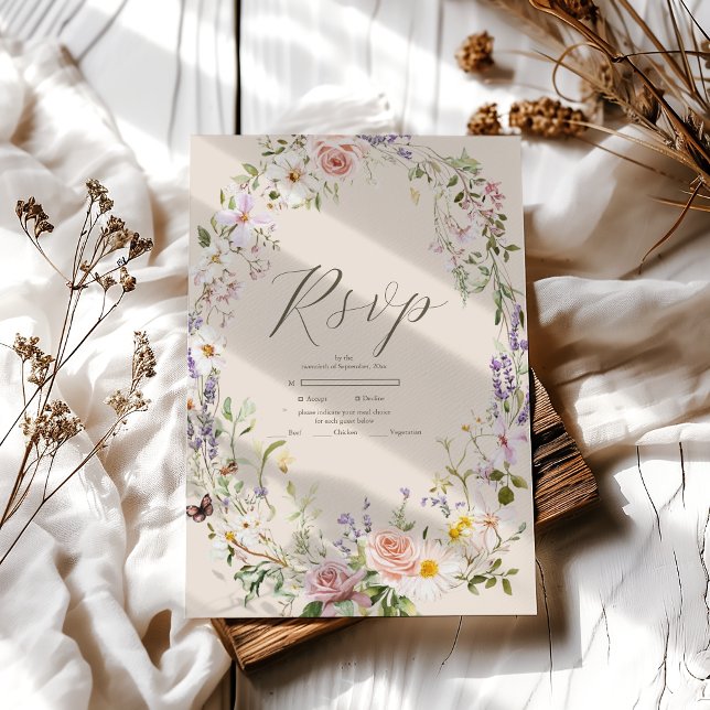 Boho Wildflower Floral Wedding RSVP Card (Creator Uploaded)