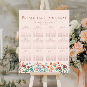 Boho Wildflower Floral Wedding Seating Chart