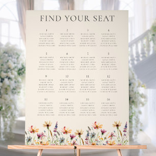 Boho Wildflower Floral Wedding Seating Chart