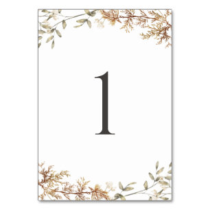 Boho Wildflower Foliage Wedding Table Number