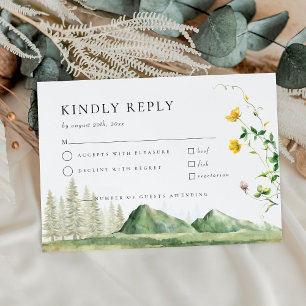 Boho Wildflower Forest Mountain Wedding RSVP Card