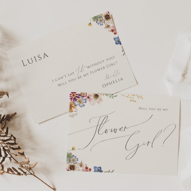 Boho Wildflower Garden | Beige Flower Girl Card (Creator Uploaded)