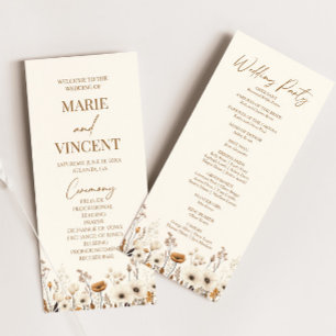 Boho Wildflower Garden Floral Wild Flowers Wedding Programme