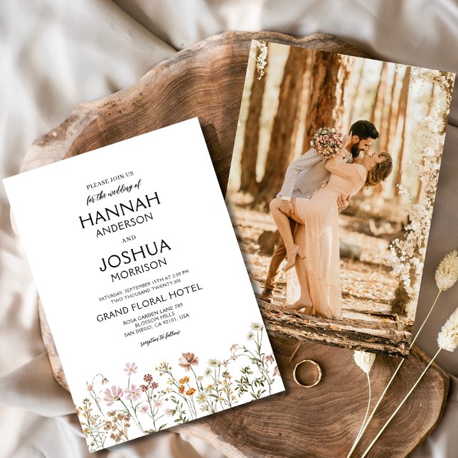 Boho Wildflower Garden Photo Instagram Wedding Invitation (Creator Uploaded)