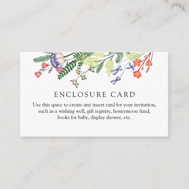 Boho Wildflower Garden Shower Enclosure Card (Front)