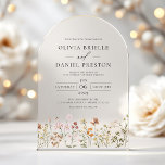Boho Wildflower Garden Wedding Acrylic Invitations<br><div class="desc">Capture the essence of a boho wedding with these wildflower garden acrylic invitations. Crafted from clear acrylic, each invitation features delicate wildflower illustrations and earthy tones that bring a natural, enchanting feel to your wedding stationery. Perfect for outdoor or rustic weddings, these invitations beautifully combine modern simplicity with bohemian charm....</div>