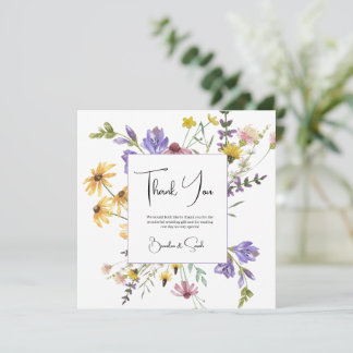 Boho Wildflower Garden Wedding Thank You Card