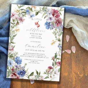 Boho Wildflower Girl Baby In Bloom Baby Shower Invitation