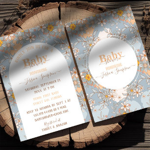 Boho Wildflower Girl Baby Shower Invitation