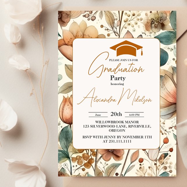 Boho Wildflower Graduation Party Invitation (Creator Uploaded)