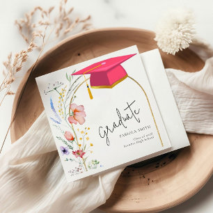 Boho WIldflower graduation Party Napkin