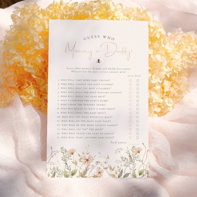 Boho Wildflower Guess Who Girl Baby Shower Game (Creator Uploaded)