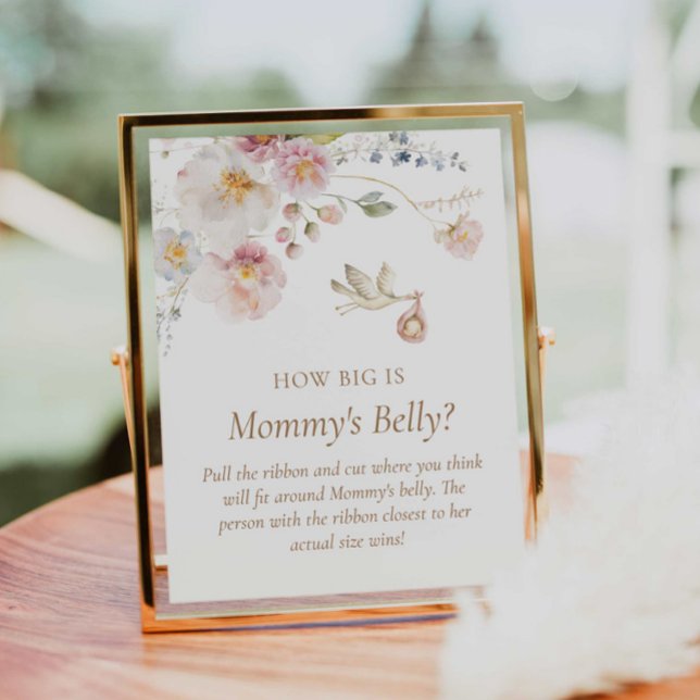 Boho Wildflower How big is Mummy's Belly Sign (Wildflower how big is Mommy's belly poster)