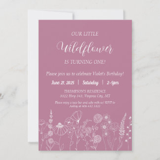 Boho Wildflower Kids Birthday Invitation Simple