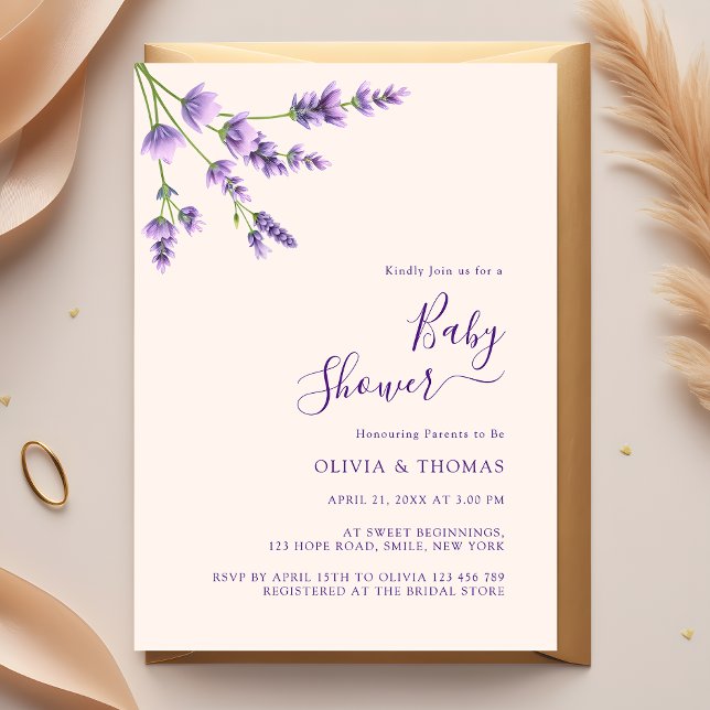 Boho Wildflower Lavender Bliss Baby Shower Invitation (Creator Uploaded)