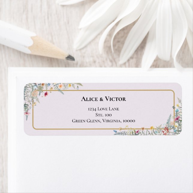 Boho Wildflower Lavender Wedding Return Address (Insitu)