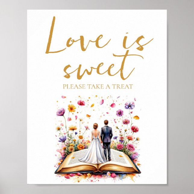 Boho Wildflower Love is Sweet Take a Treat Sign (Front)