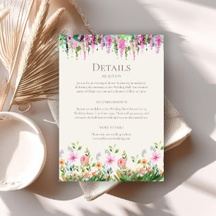 Boho Wildflower Meadow and Acacia Wedding Details Invitation
