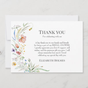 Boho Wildflower Meadow Bridal Shower Thank You Card